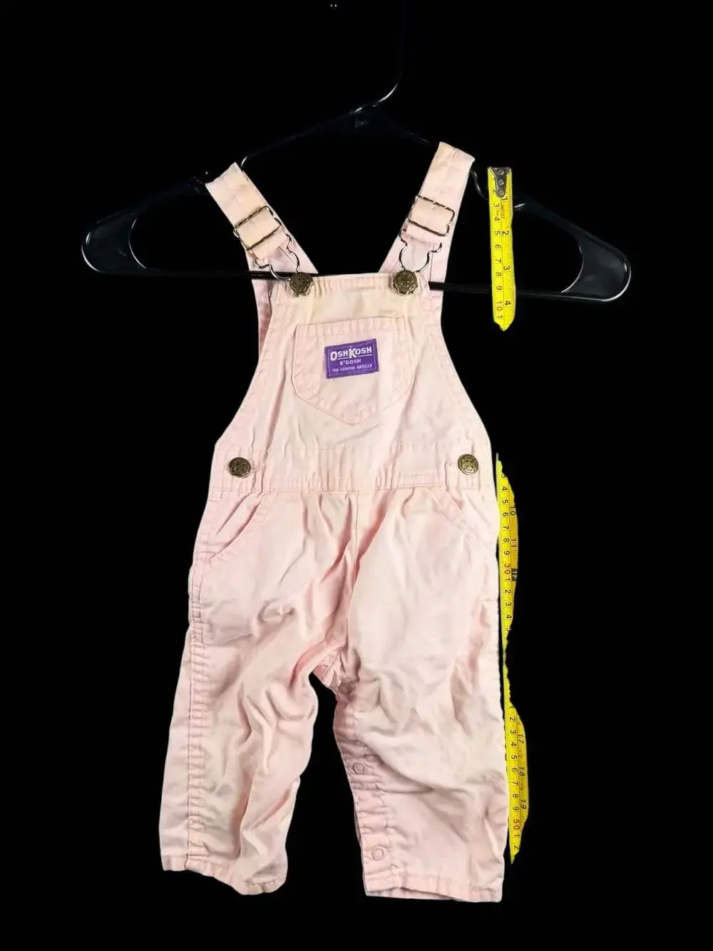 Vintage OshKosh B'gosh Pink Denim Overalls with Snap Inseam